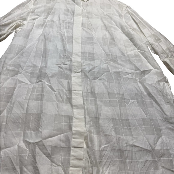 👚 AKRIS Oversized Sheer Plaid Button-Down Shirt White Size 12 👚 - Picture 3 of 7